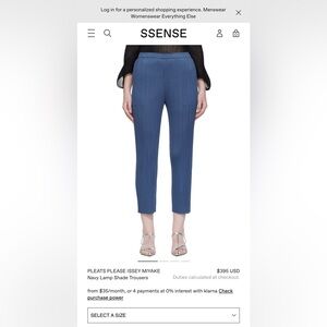 Pleats Please Issey Miyake Cropped Navy Lamp Shade Trousers size 5 (Large)